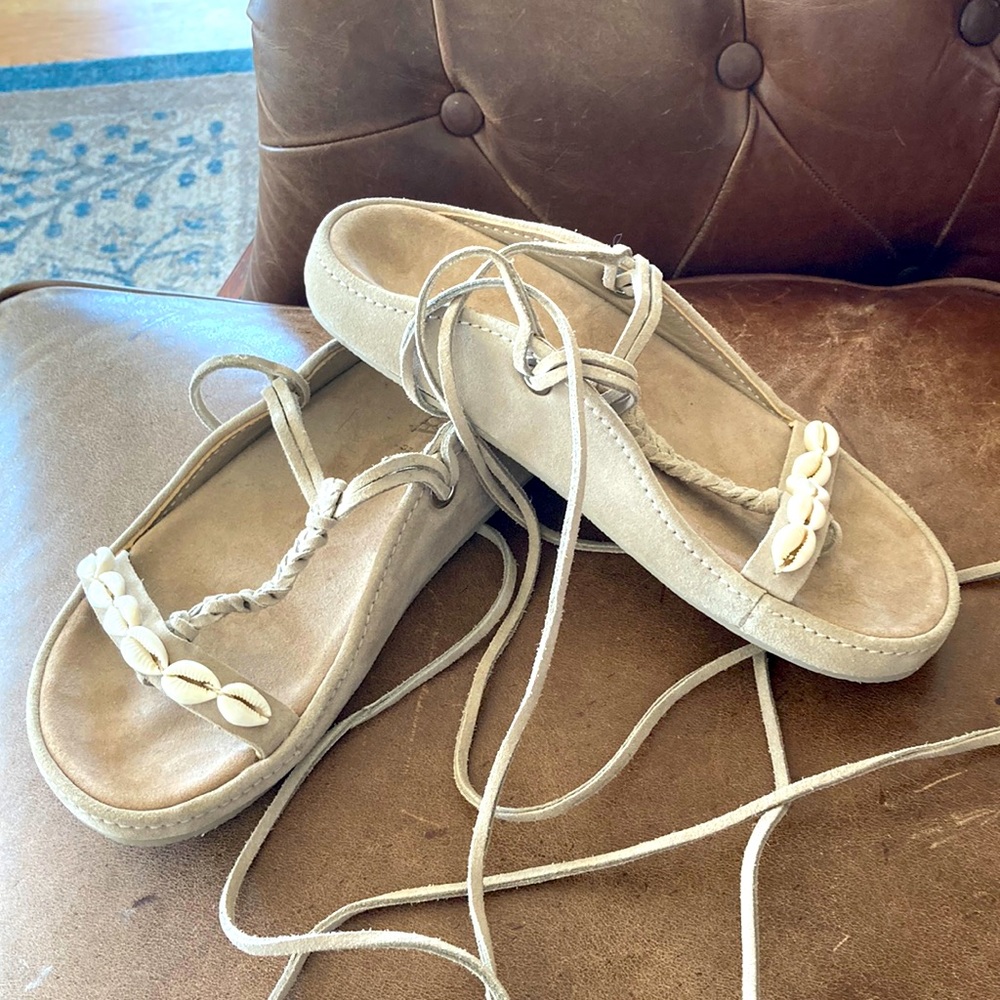 Zara Suede Lace Up Sandals